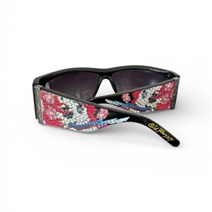 Ed Hardy Black Sunglasses with Pink and Silver Accents